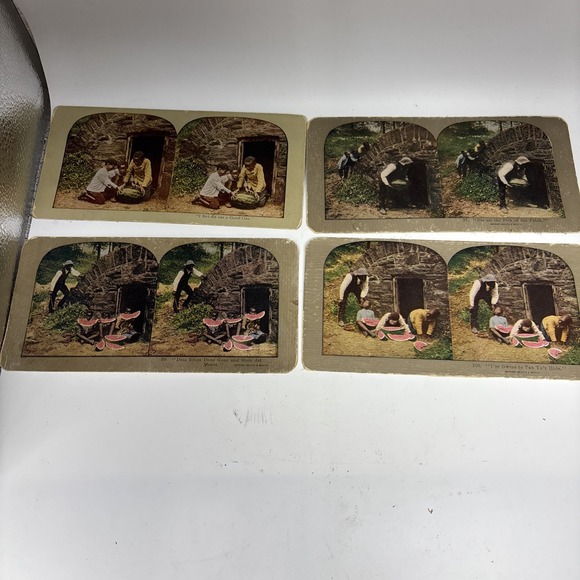 Other - LOT OF 4 Antique COLOR Stereoview Card Stereograph ETHNIC Americana